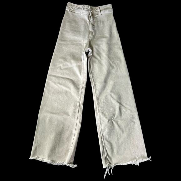 EUC Zara Wide Leg Stretch Jeans Patch Pockets High Waist Wide Leg Frayed Hem 2 - Picture 7 of 7